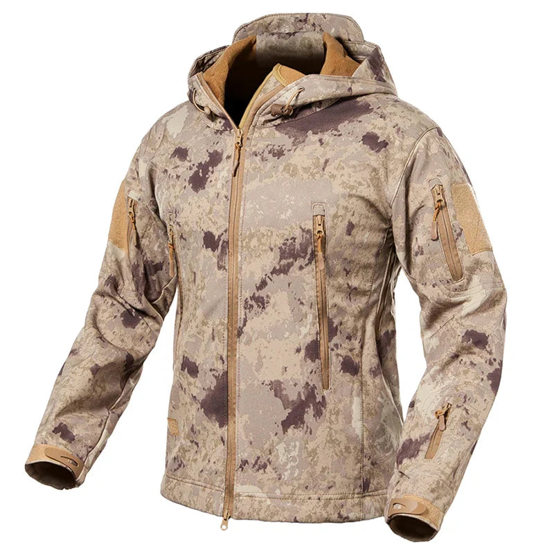 Men's Soft Shell Camouflage Tactical Jacket Men Waterproof Fleece Lined Coat Hooded Outdoor Hiking Hunting Clothes-6