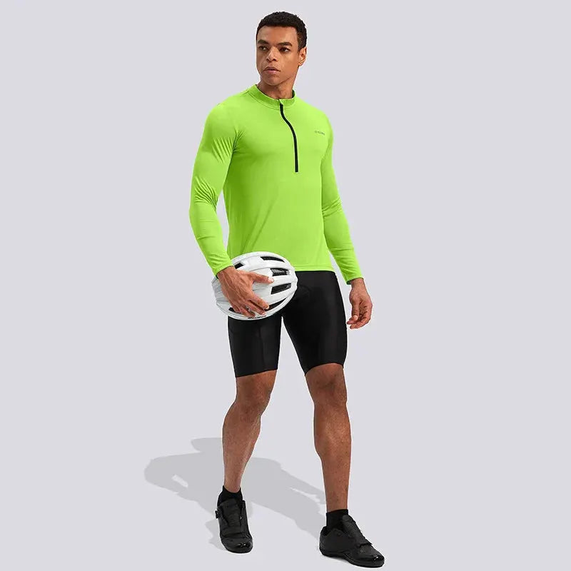 Men Long Sleeve Cycling Jersey Quick Dry Breathable Road Bike Shirt by Vimost Shop