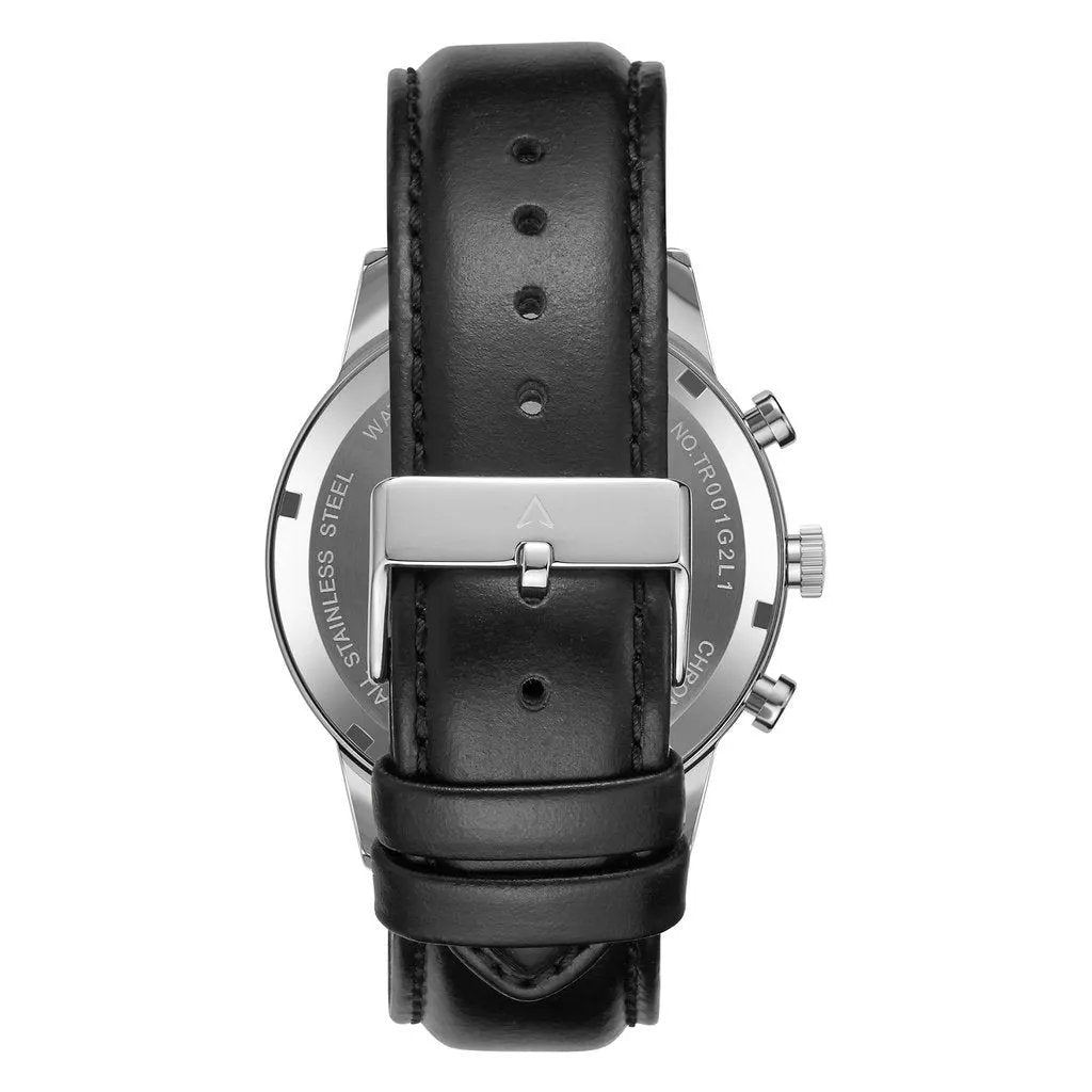 Trnda Men's Stainless Steel Watch, Black Leather Band | Trn-43db by TRNDA