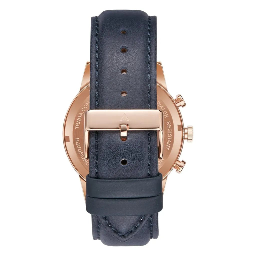 Trnda Men's Rose Gold Stainless Steel Watch, Blue Leather Band | Trn-43rglb by TRNDA