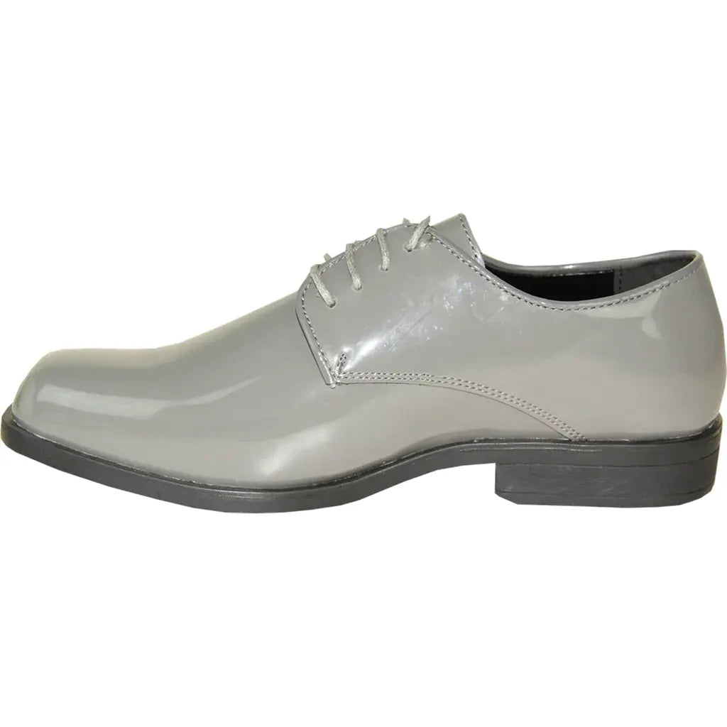 VANGELO Men Dress Shoe TUX-1 Oxford Formal Tuxedo for Prom & Wedding Grey Patent by Tux-USA