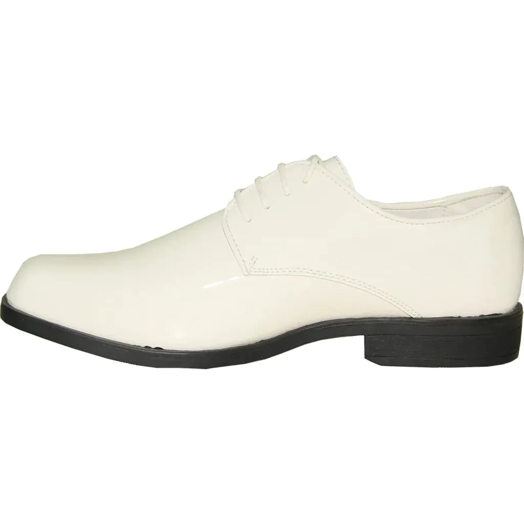 VANGELO Men Dress Shoe TUX-1 Oxford Formal Tuxedo for Prom & Wedding Ivory Patent by Tux-USA