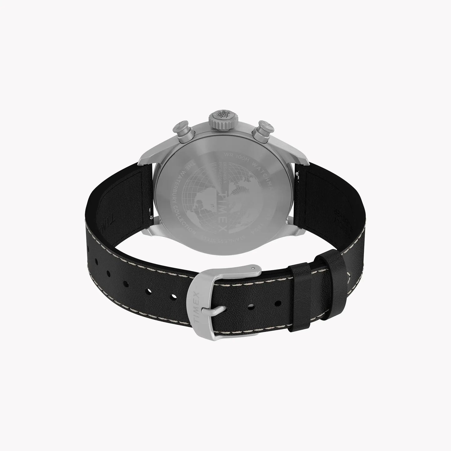 Waterbury Ace Chronograph SST Silver Dial Brown Leather Strap | TW2Y19000 by TIMEX