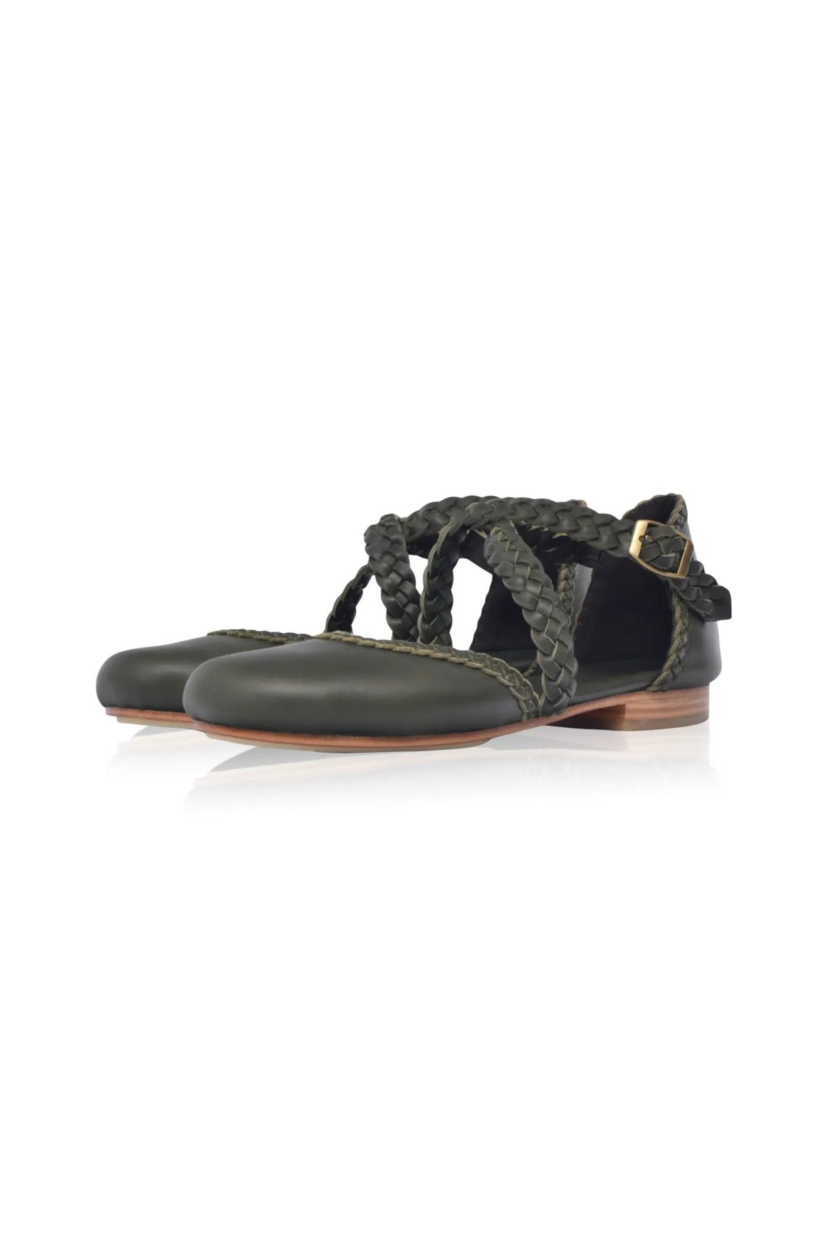 Tallulah Braided Criss-Cross Leather Flats by ELF