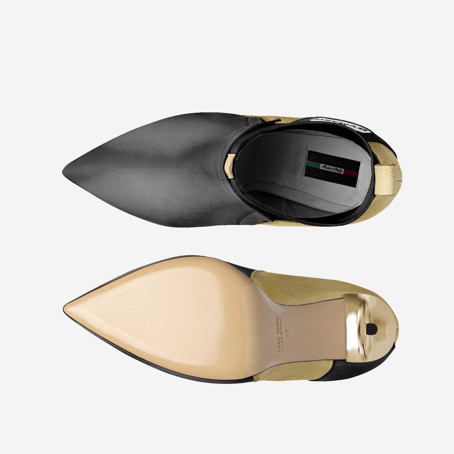 Vegan Heeled Shoe Women BYMANYC ® New York Tribeca Gold Flame-3