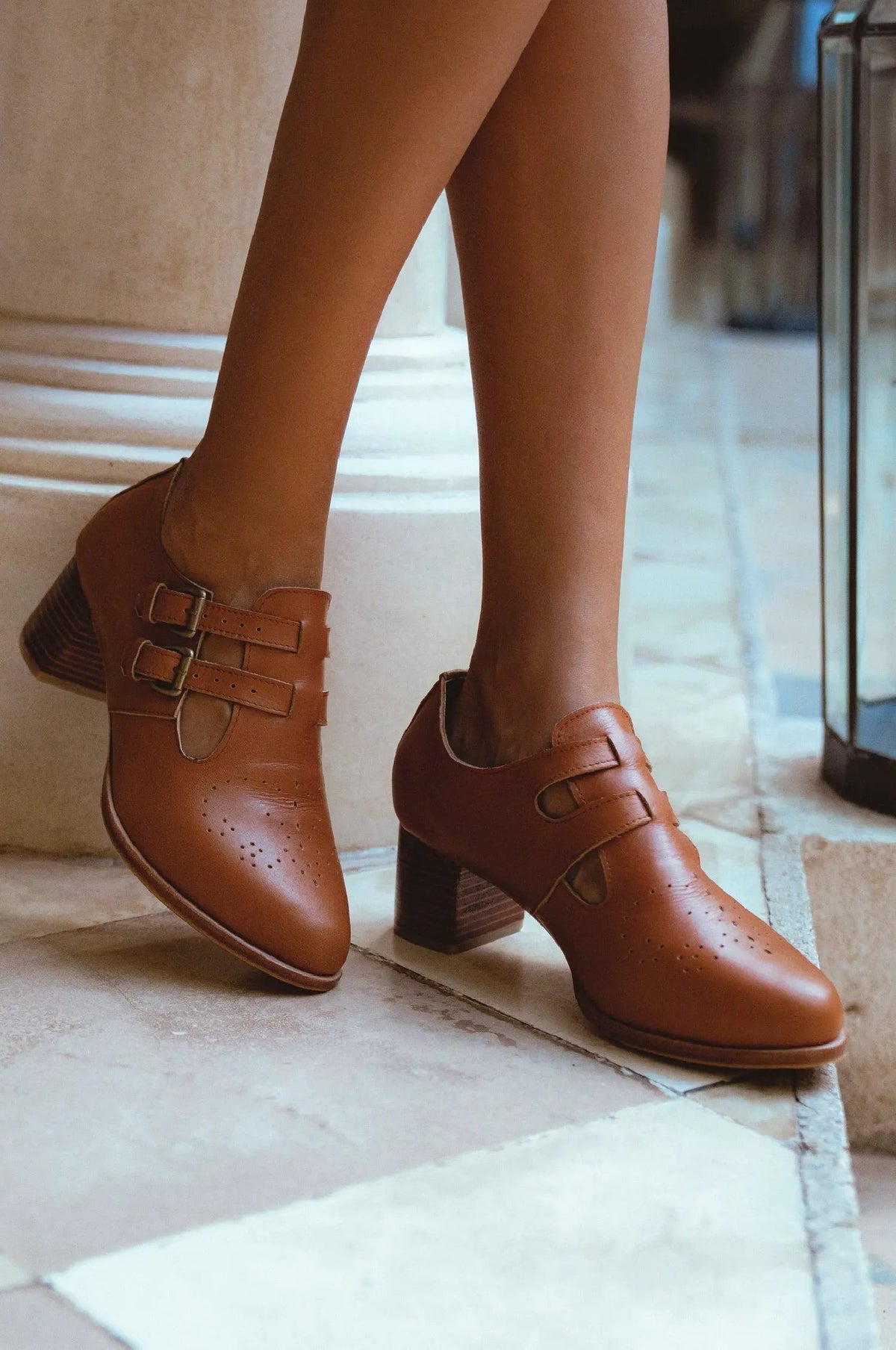 Vienna Low Heel Leather Booties by ELF