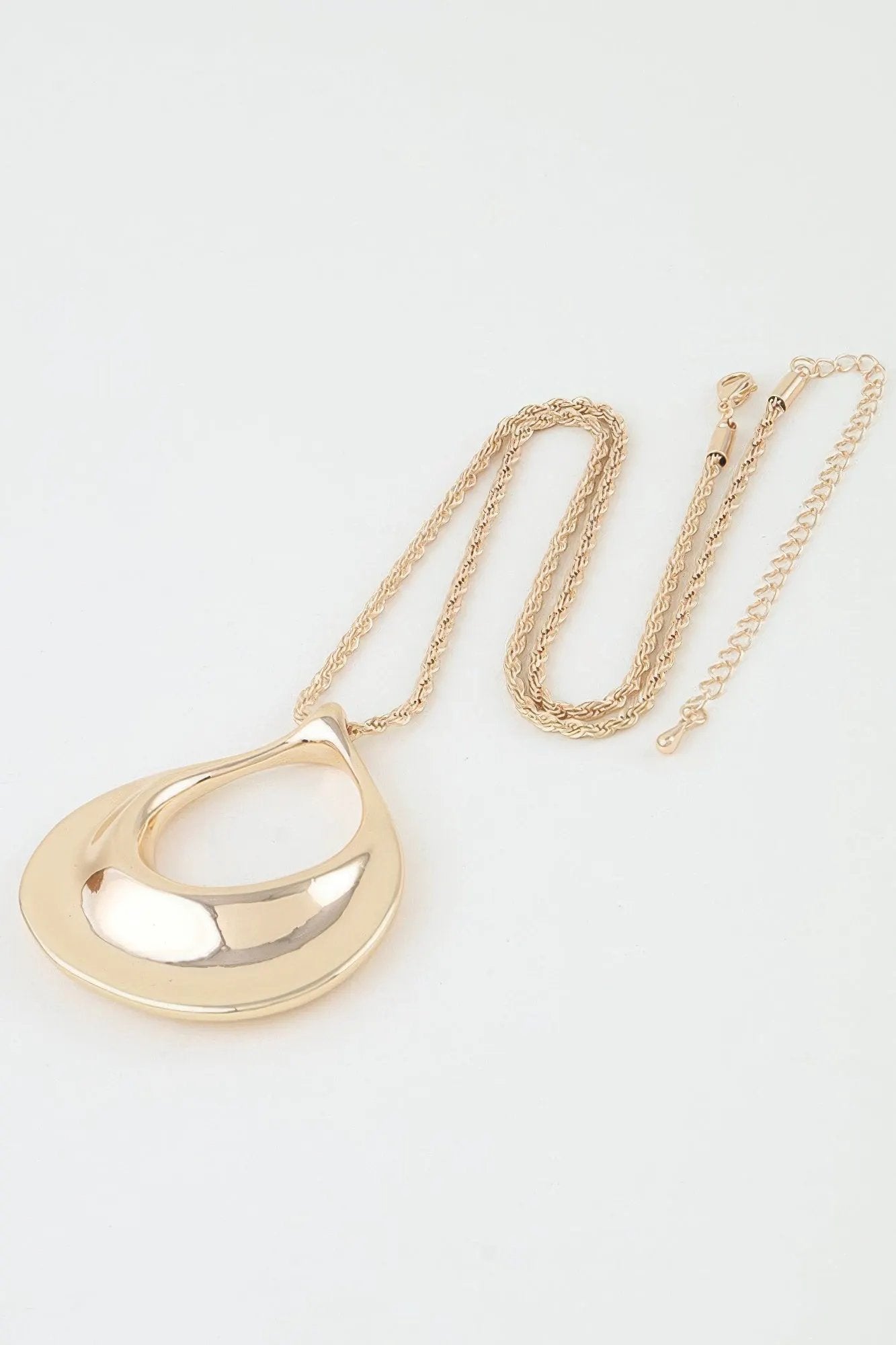 Women's Pendant Necklace Polished Ripple Teardrop Twisted BYMANYC ® New York SCULPTURAL TEXTURED DROP COLLAR - New Collection by BYMANYC New York