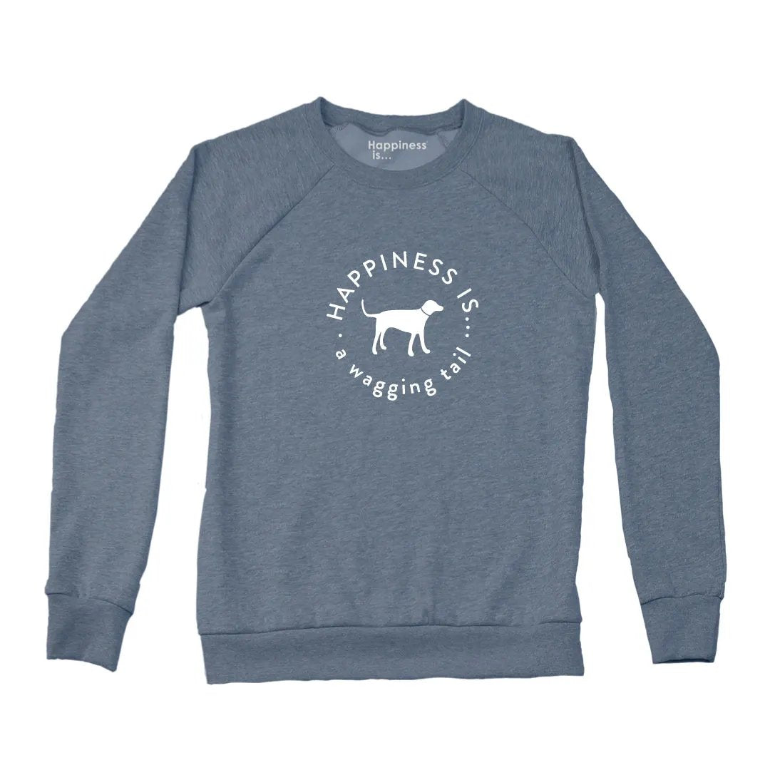 Women's Wagging Tail Crew Sweatshirt, Heather Navy by Pets Collection