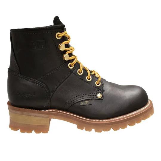 Women 6" Logger, Black Leather Boots by AdTec