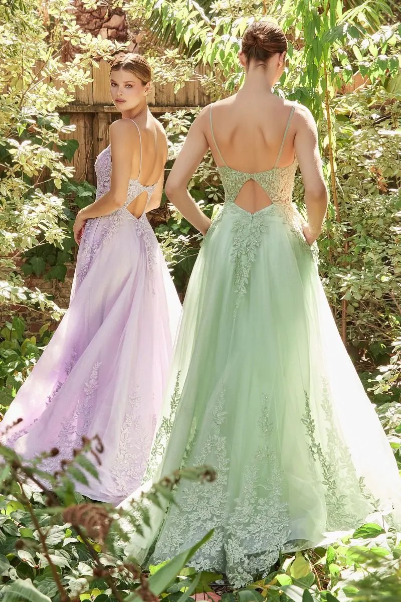 Pastel Elysium Lace V-Neck Gown by Tux-USA