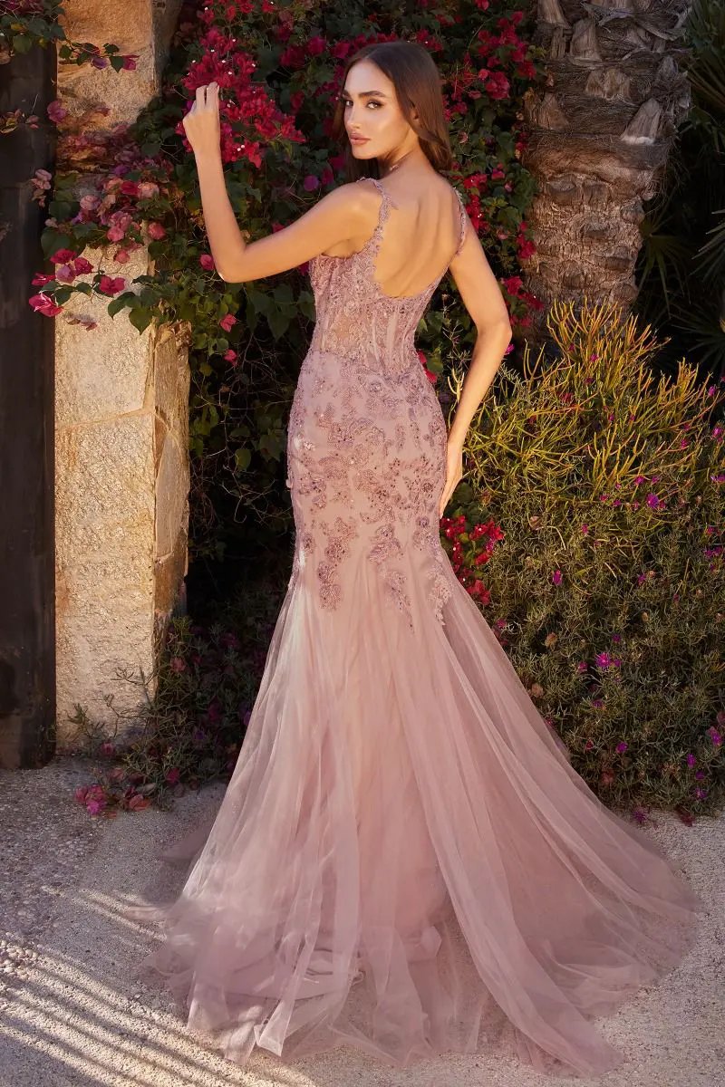 Mermaid Gown With Lace Applique Bodice And Tulle Skirt Wedding by Tux-USA