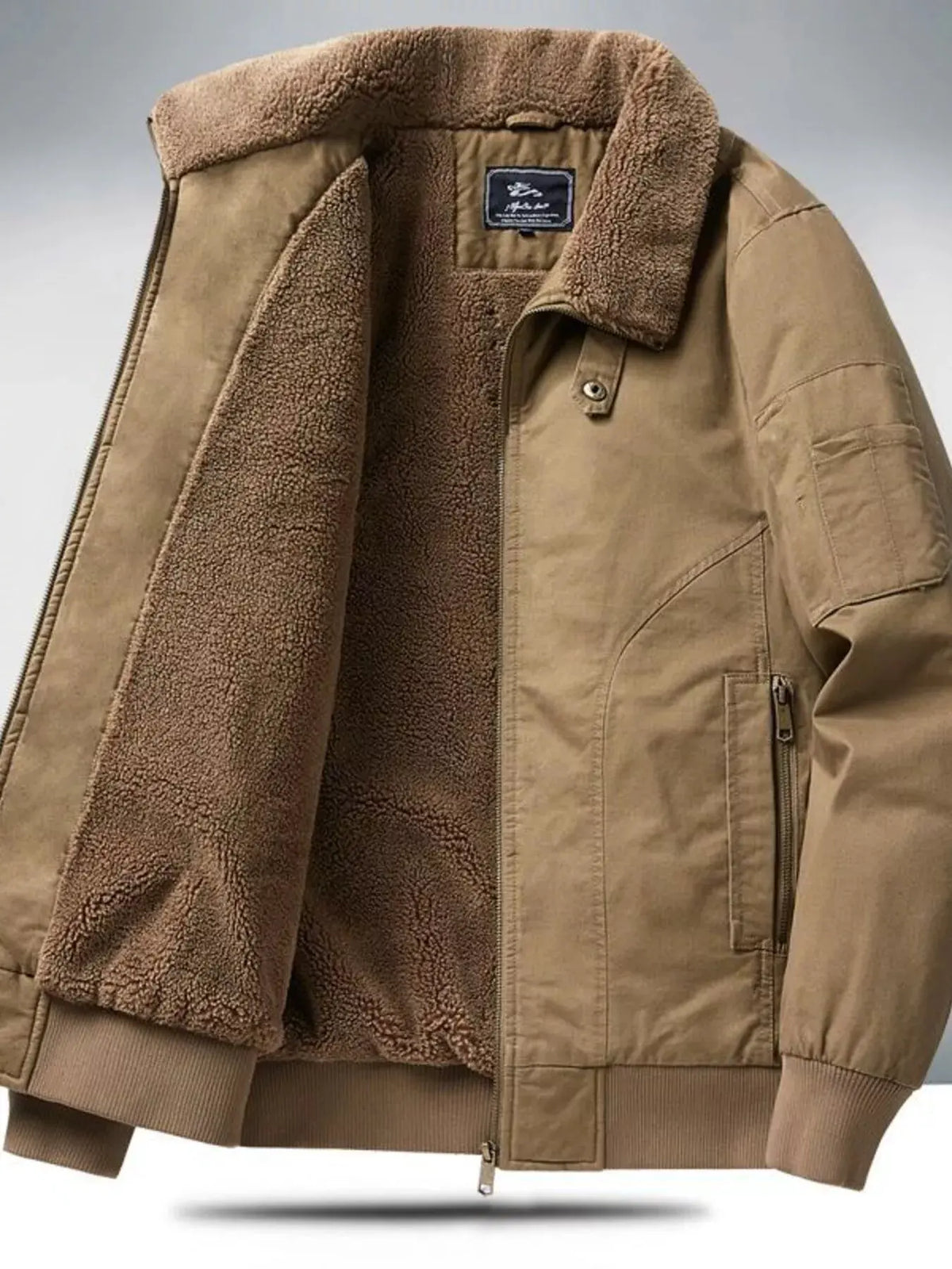 Men's Plus Size Sherpa Lined Zip Up Jacket by Partner Label