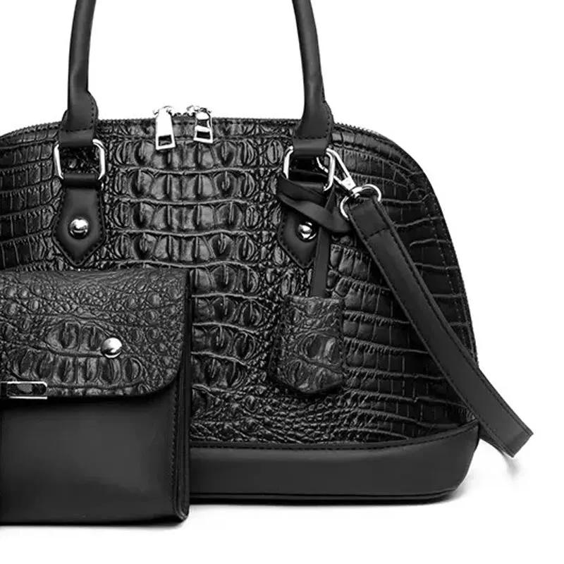 Leyla Womens Handle Bag (3 Piece Set) - Black by Savoy Active