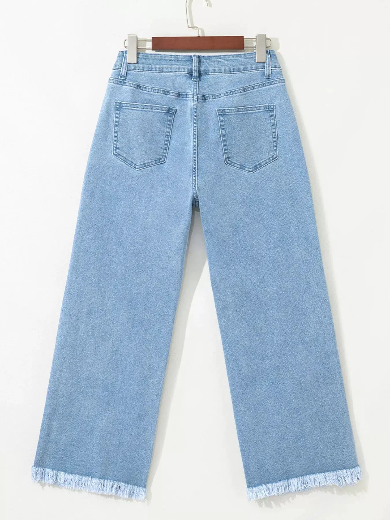 Colorful Sequin Christmas Tree Patched Raw Hem Cropped Wide Leg Jeans by Partner Label