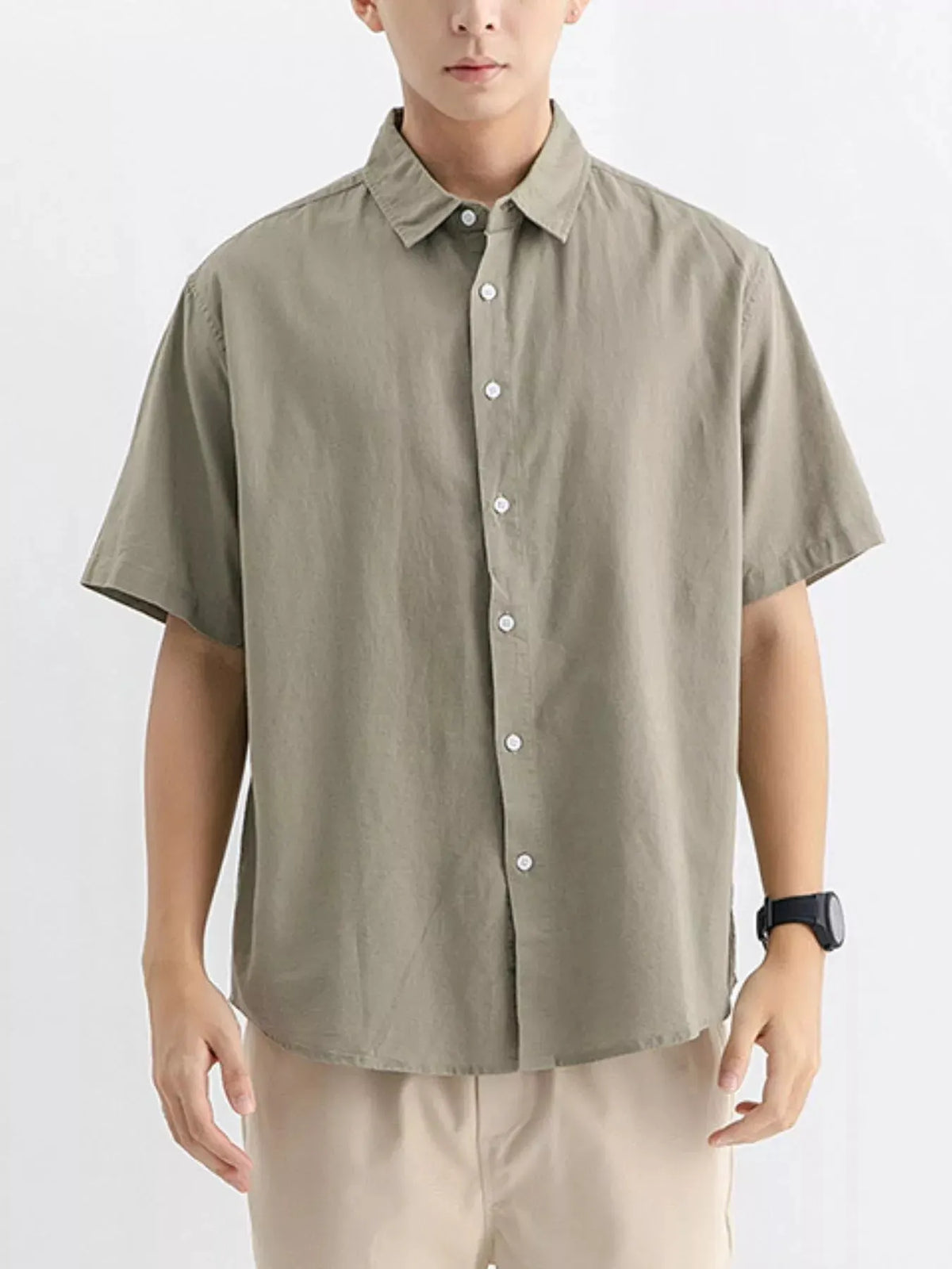 Men's Plus Size Casual Button Up Shirt by Trendsi
