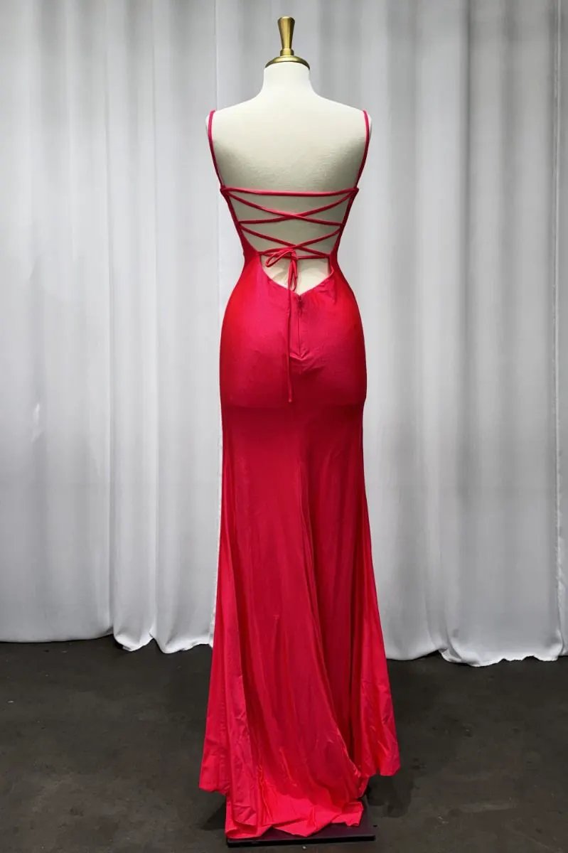 Fitted Neon Coral Gown by Tux-USA