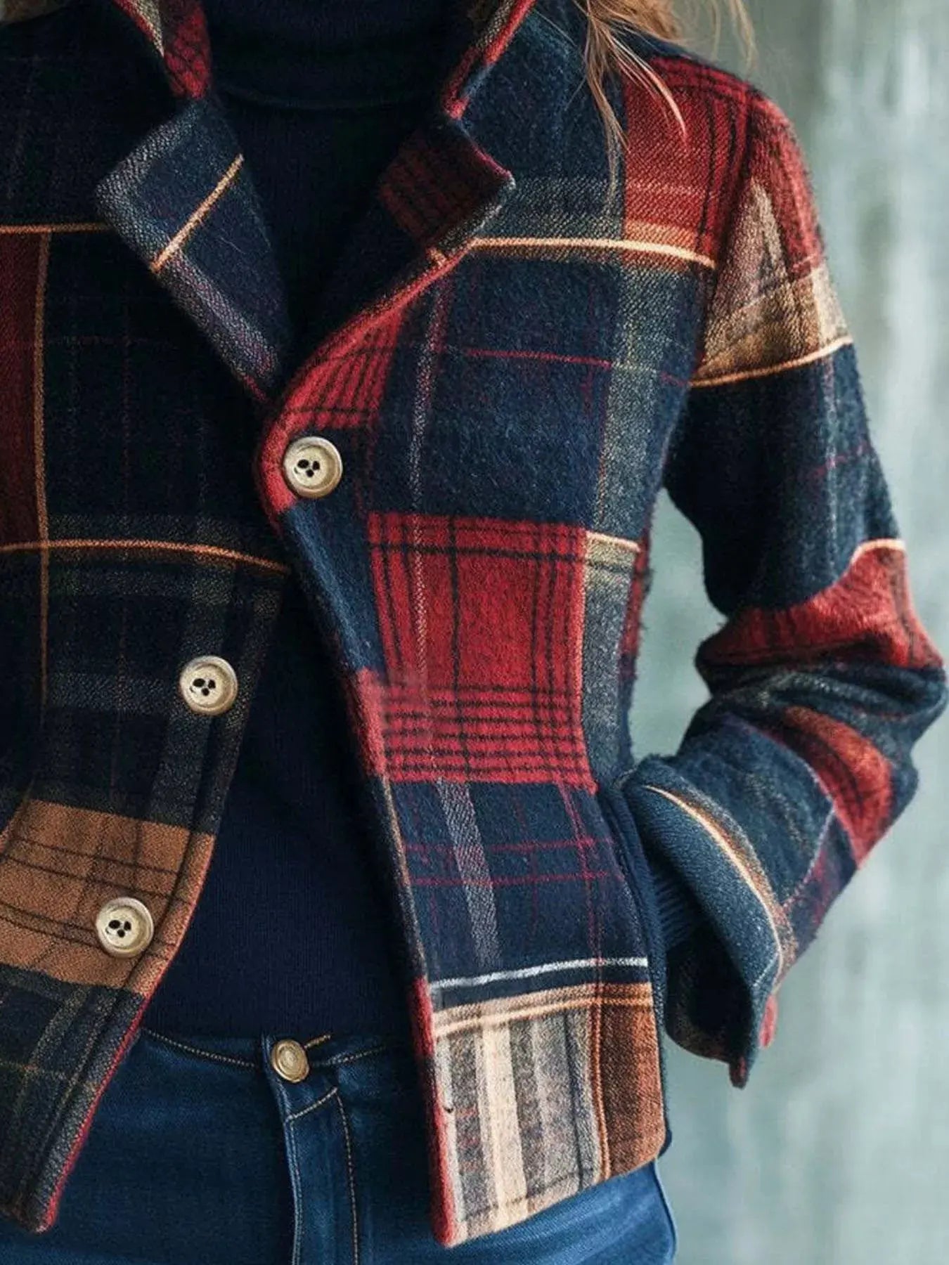 Plaid Button Up Blazer | Partner Labels Selection by Partner Label
