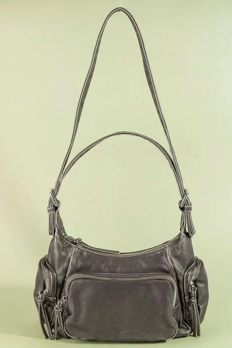 Fame Multi Pocket Leather Shoulder Bag by Partner Label