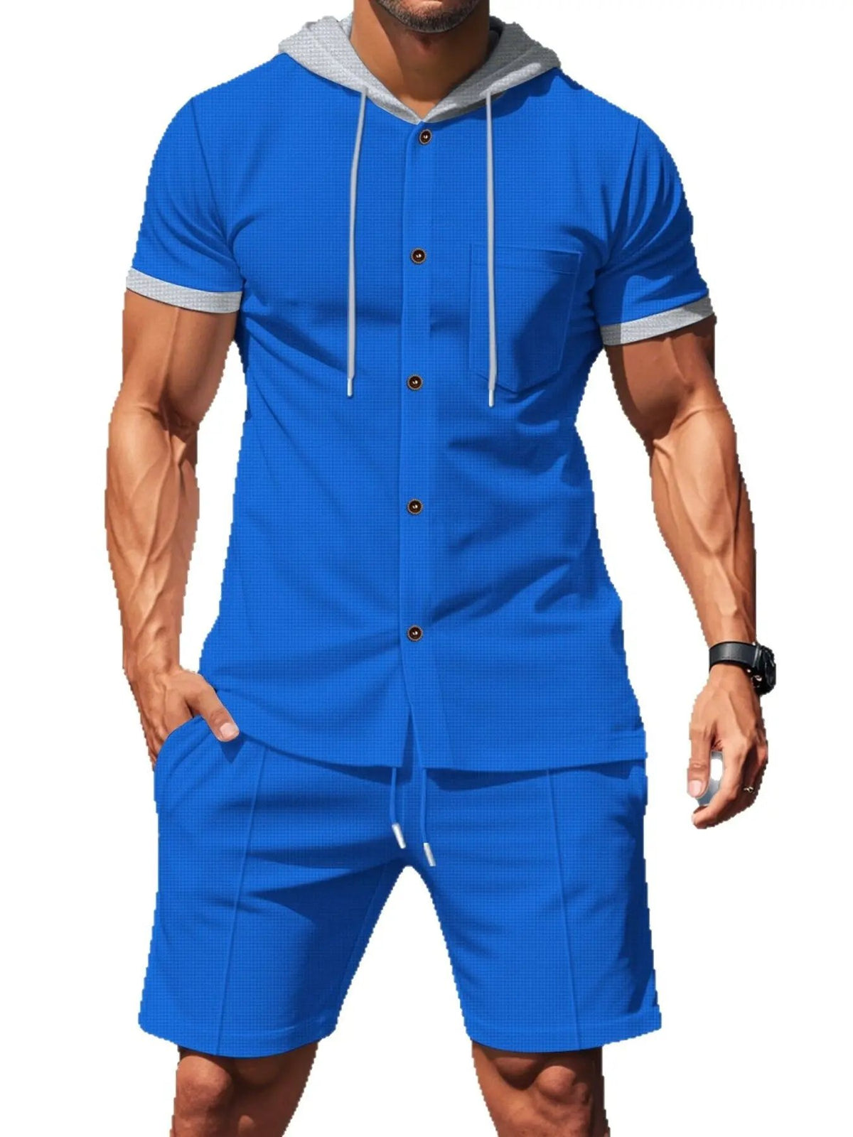Men's Full Size Casual Hooded Top & Shorts Set Plus Size by Trendsi