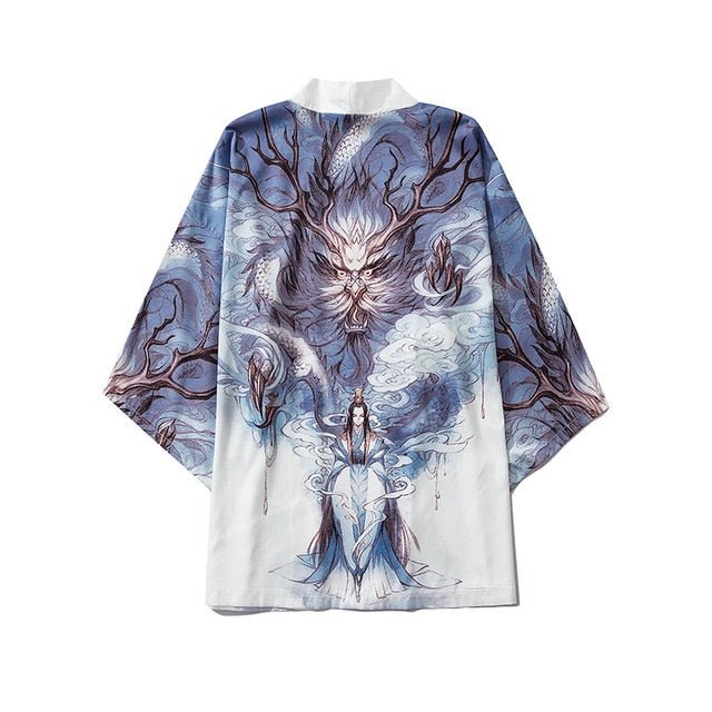 Beauty Samurai Traditional Kimono Japanese Anime Clothes Cardigan Cosplay Men Women Yukata Female Shirt Blouse-9
