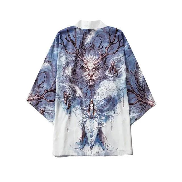 Beauty Samurai Traditional Kimono Japanese Anime Clothes Cardigan Cosplay Men Women Yukata Female Shirt Blouse by Vimost Shop
