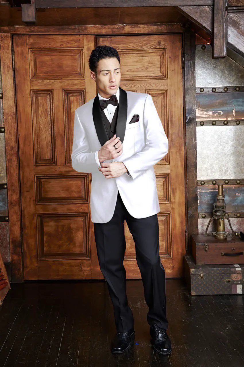 "Bradford" White Tuxedo Jacket Shawl (Separates) by Tux-USA