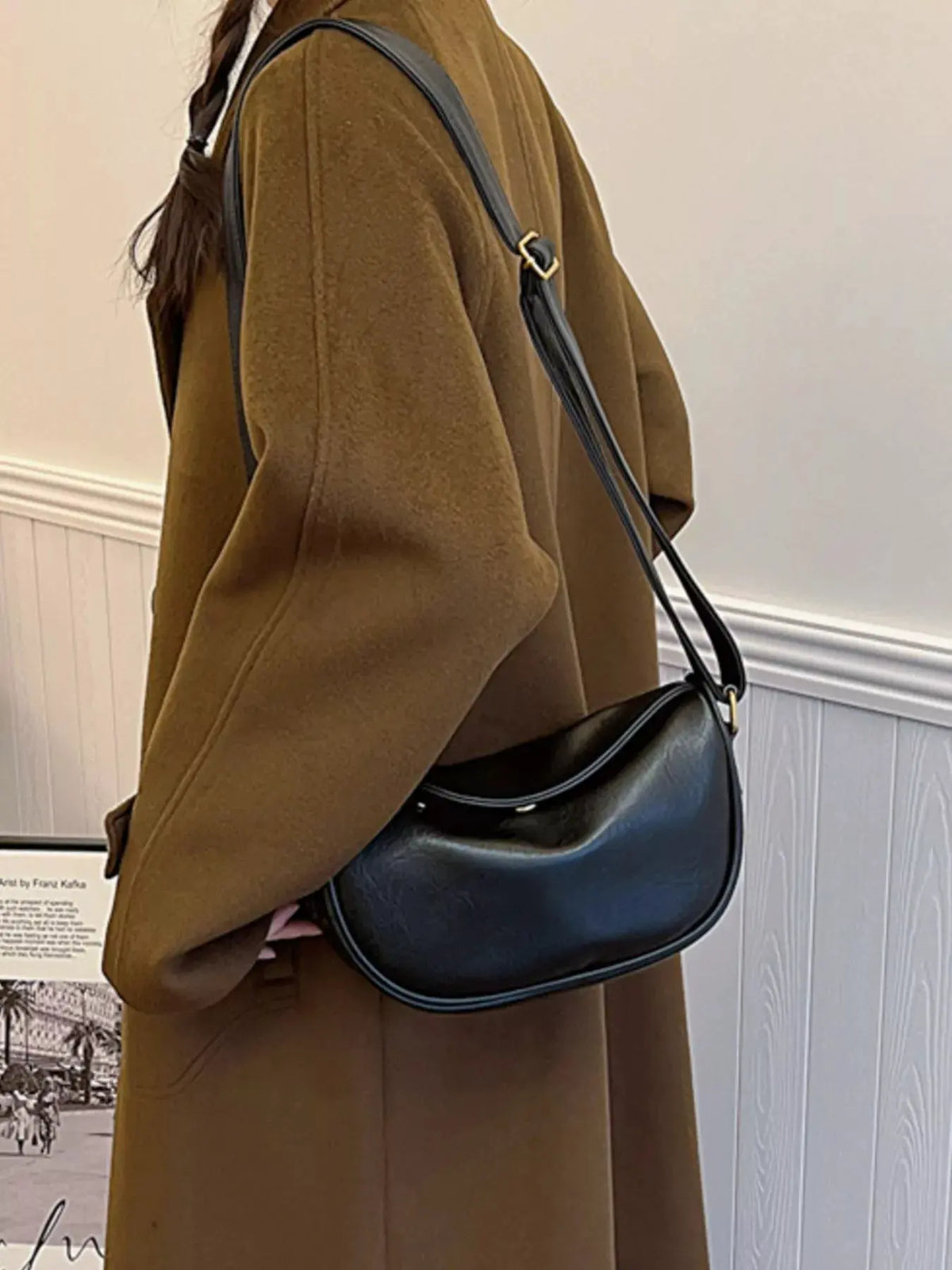 Elegant PU Leather Crescent Crossbody Bag by Partner Label