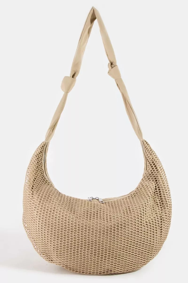 Fame Textured Mesh Knot Shoulder Bag by Fame