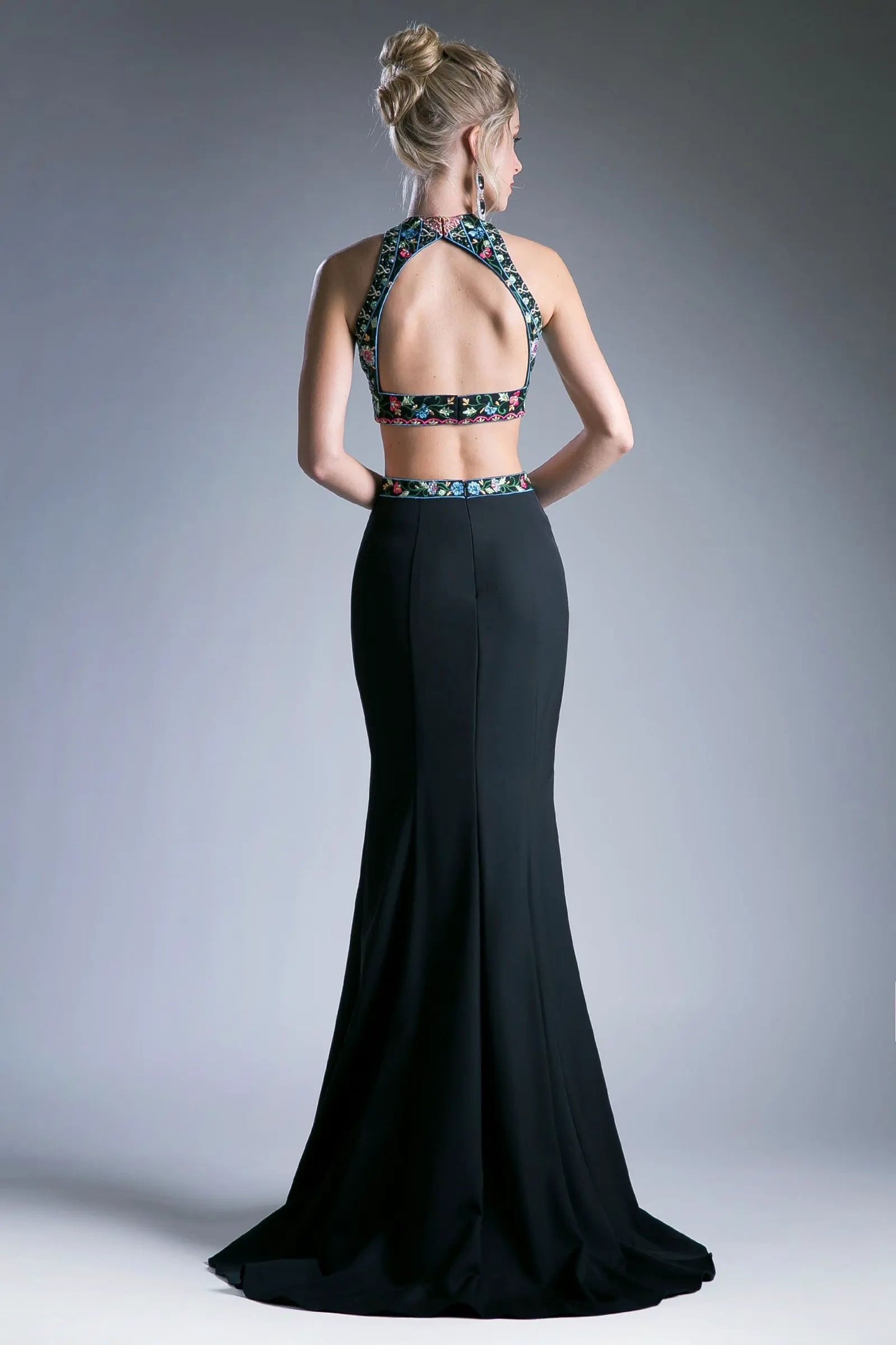 Two Piece Floral Embroidered Gown by Tux-USA