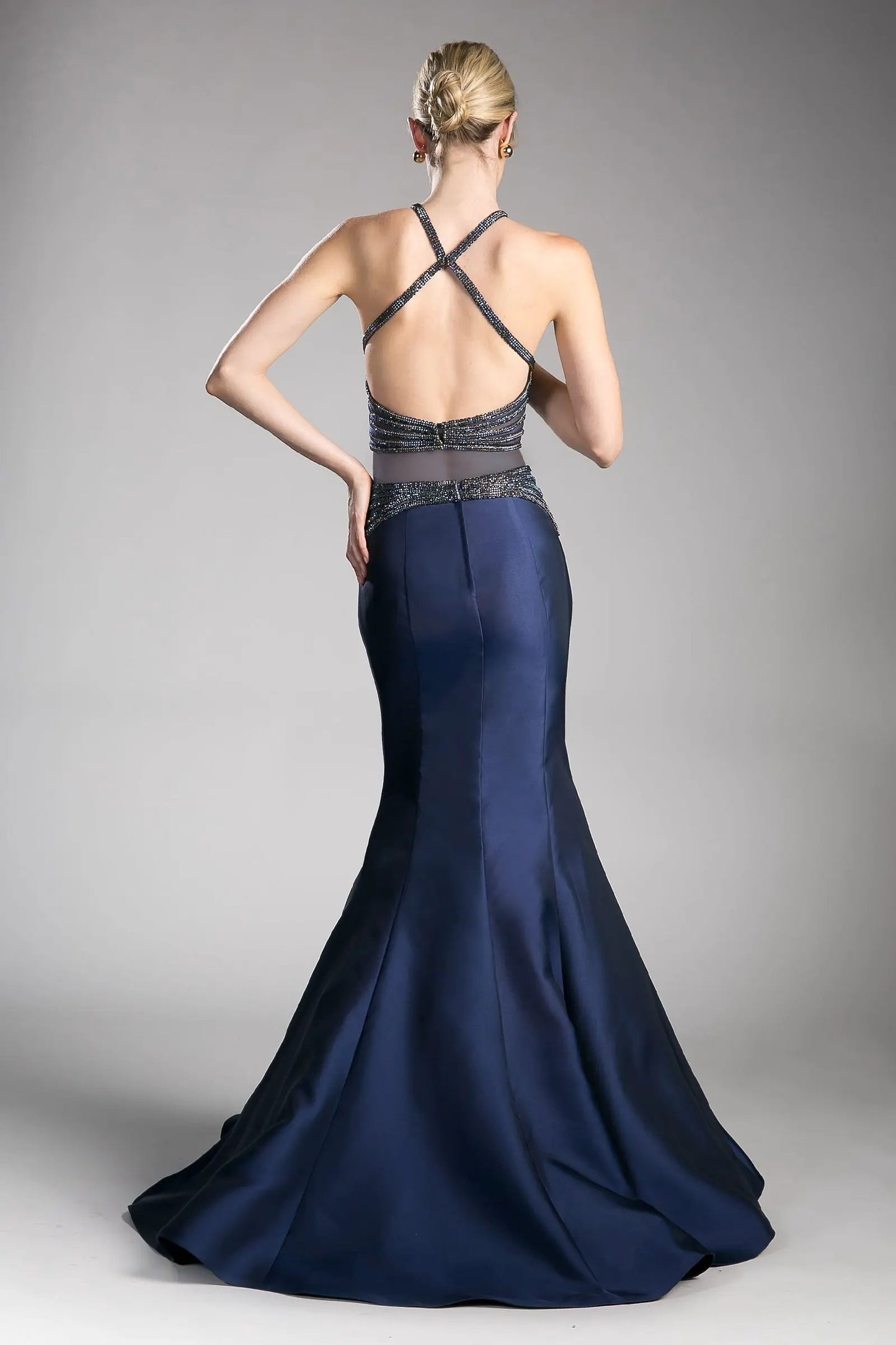 Fitted Mikado Mermaid Gown with Beaded Detail by Tux-USA