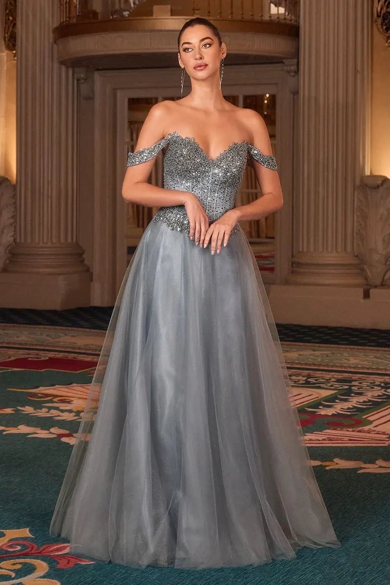 A-Line Evening Gown with an Off-The-Shoulder Sweetheart Neckline by Tux-USA