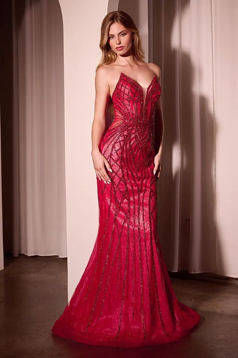 Crystal Strapless Embellished Mermaid Gown by Tux-USA