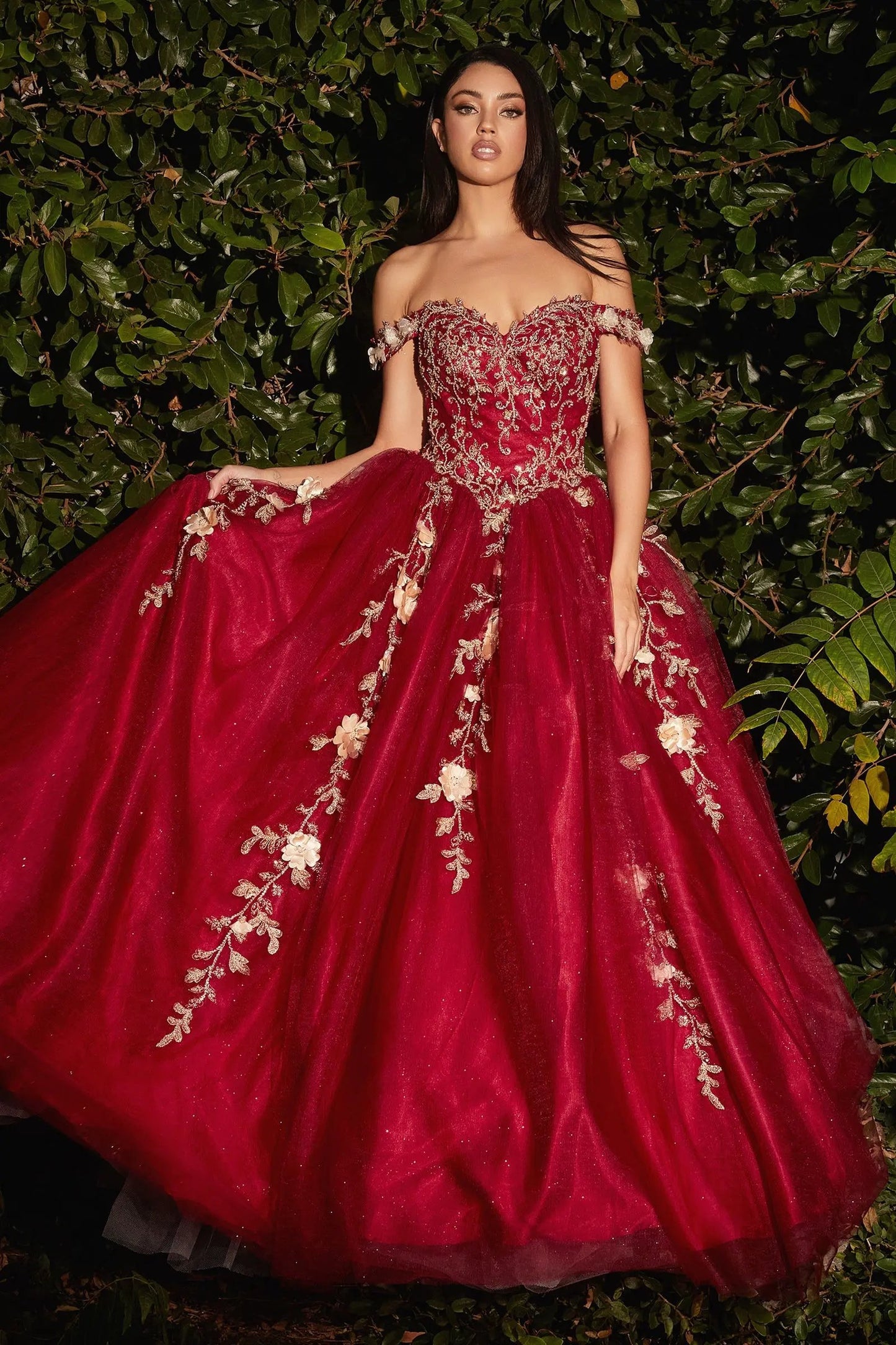 Off The Shoulder Layered Tulle Ball Gown by Tux-USA
