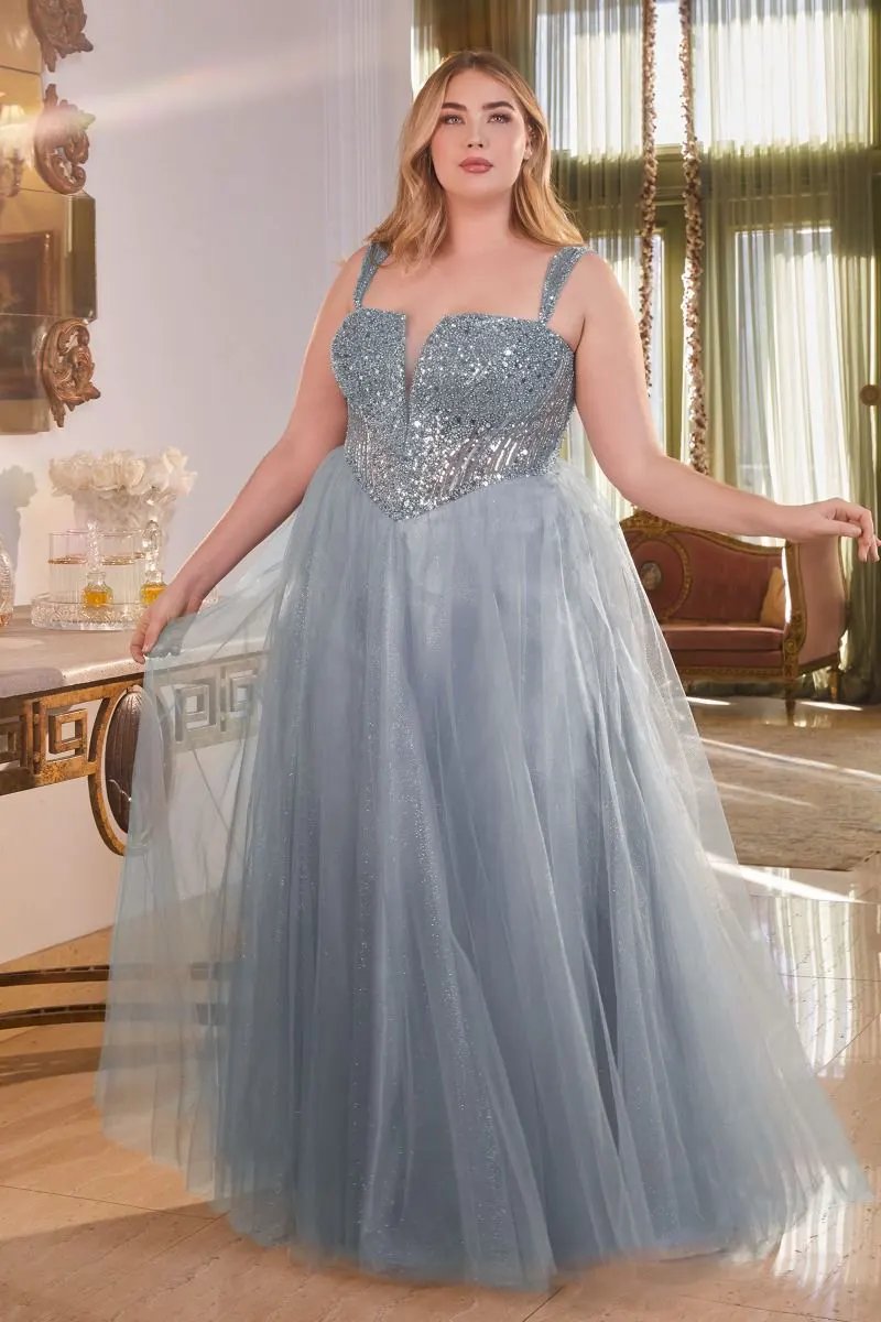 Strapless A-Line Embellished Gown Curve by Tux-USA