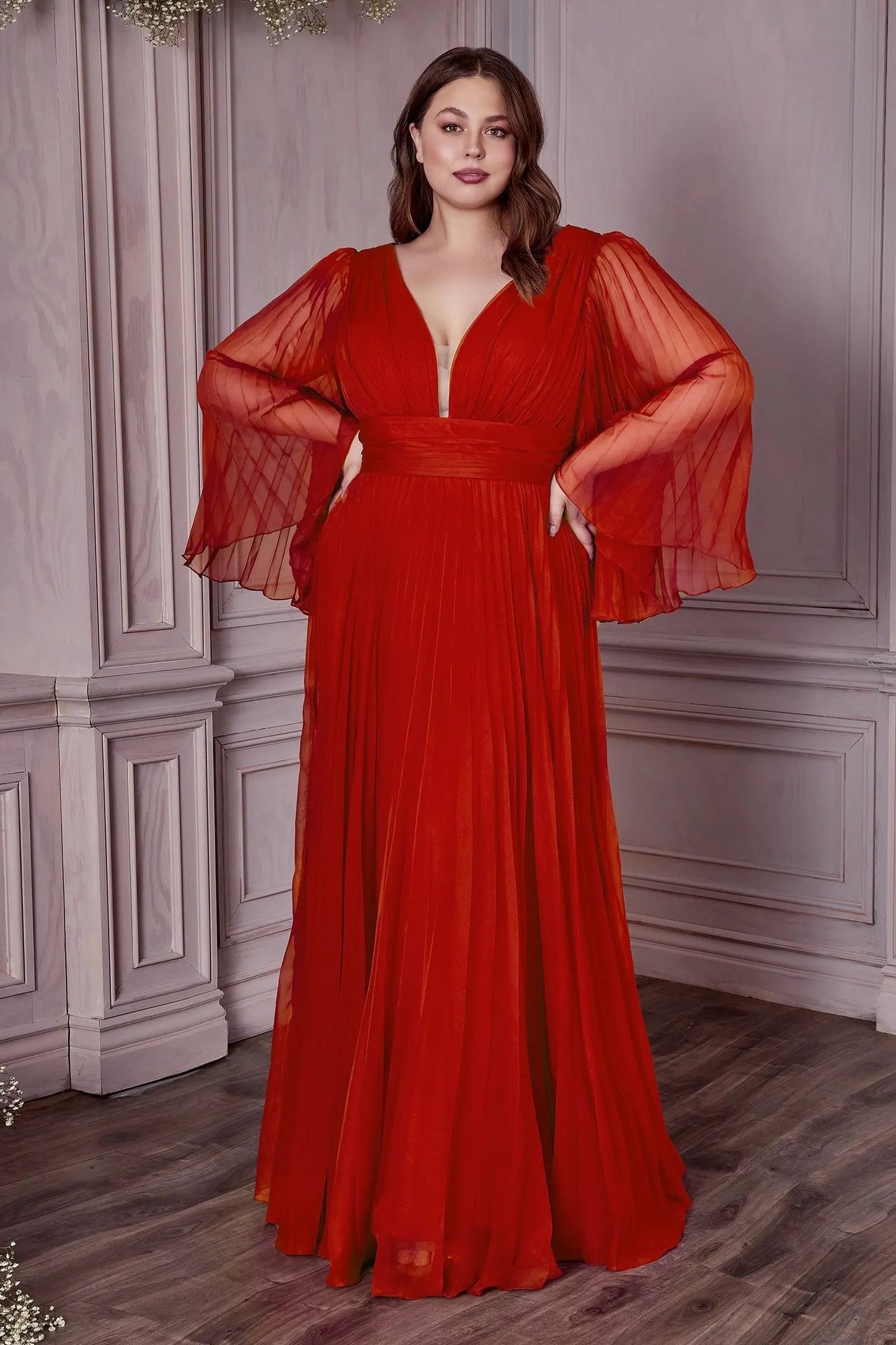 Long Sleeve Chiffon Gown by Tux-USA