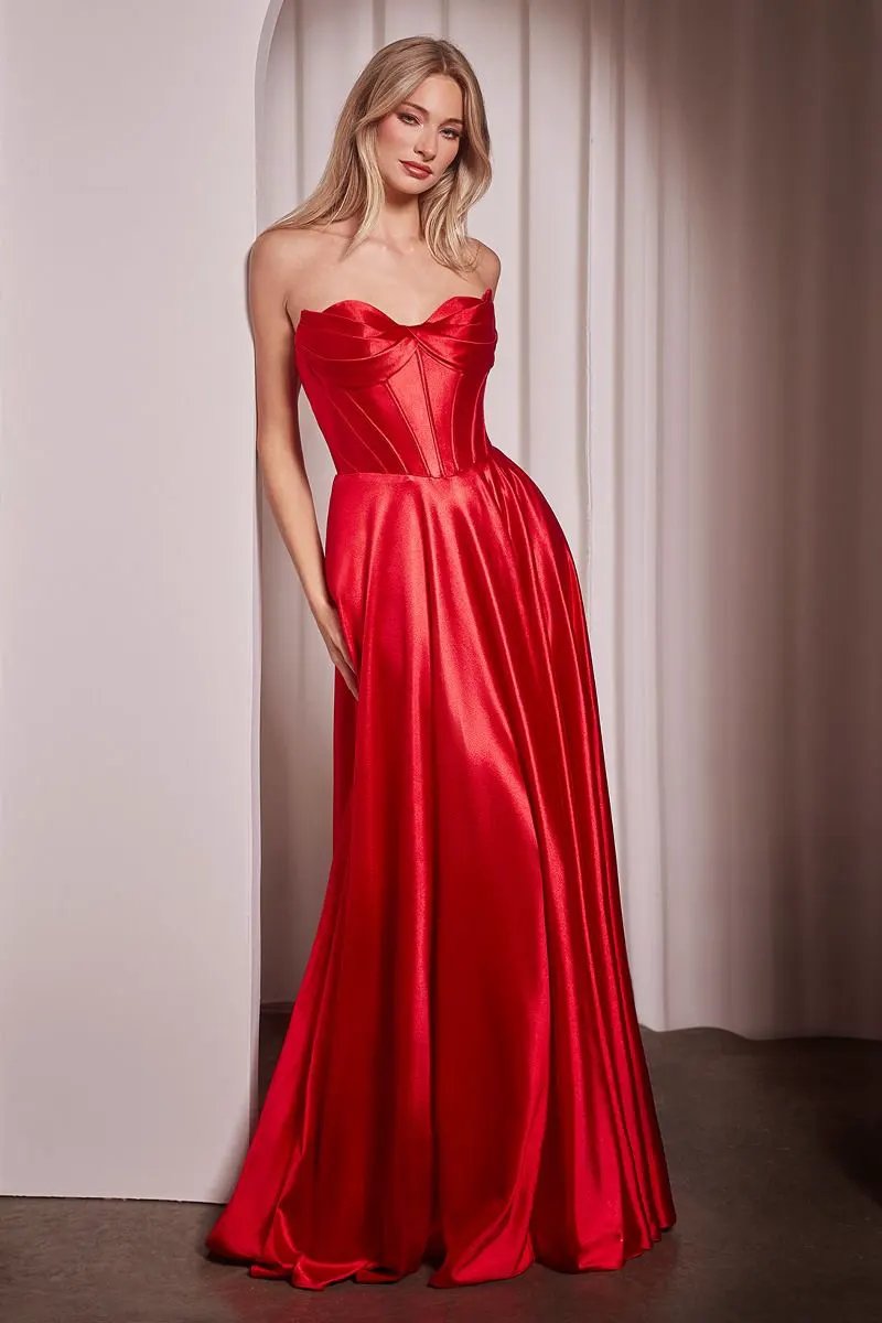 Strapless Satin A-Line Dress by Tux-USA