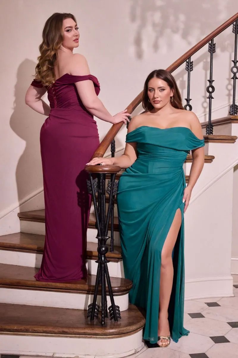 Satin Off The Shoulder Corset Gown Curve by Tux-USA