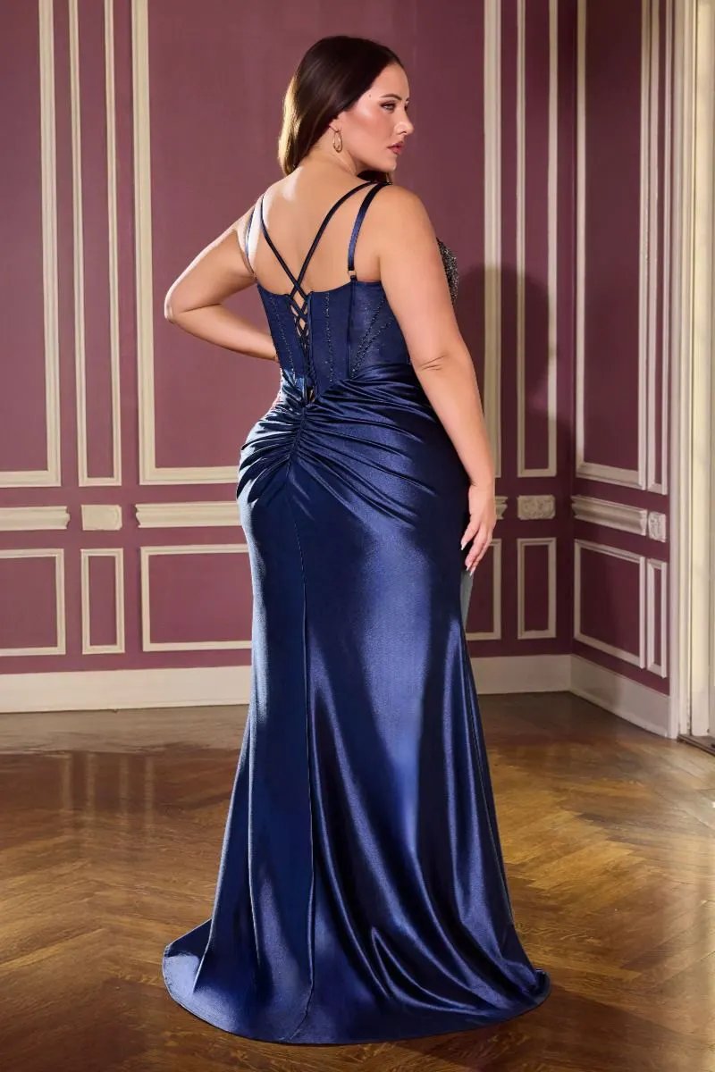 Satin Strapless Bodice With Crystal Embellished by Tux-USA