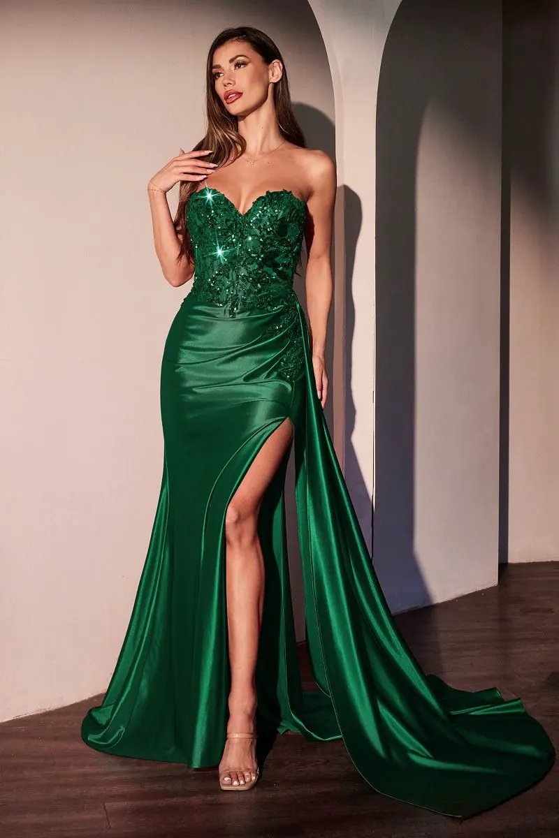 Strapless Sweetheart Fitted Satin Dress by Tux-USA