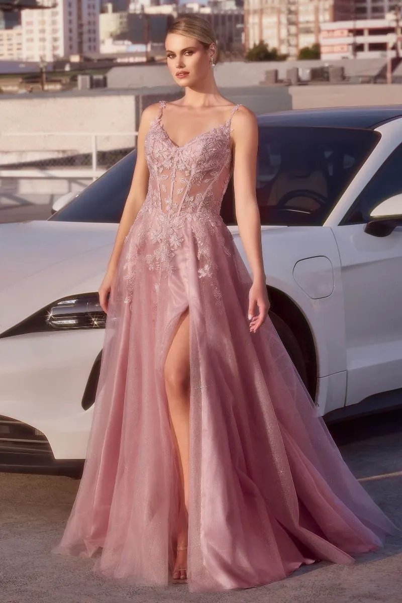 Mauve A-Line Layered Tulle Dress by Tux-USA