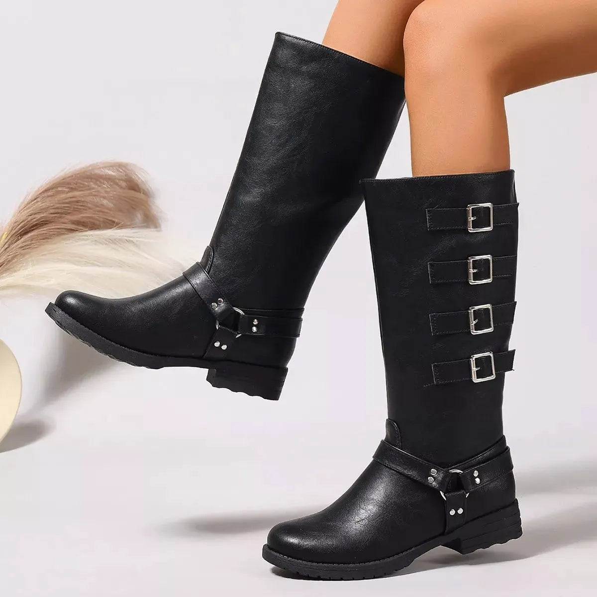 Round Toe Block Heels Boots by Partner Label