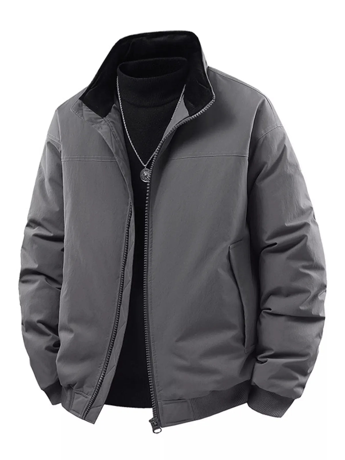 Men's Casual Stand Collar Lightweight Bomber Jacket by Partner Label