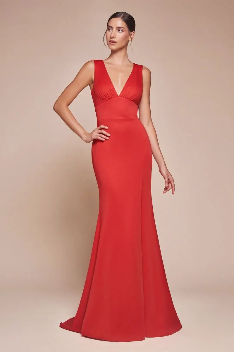 Fitted V-Neck Mermaid Dress by Tux-USA