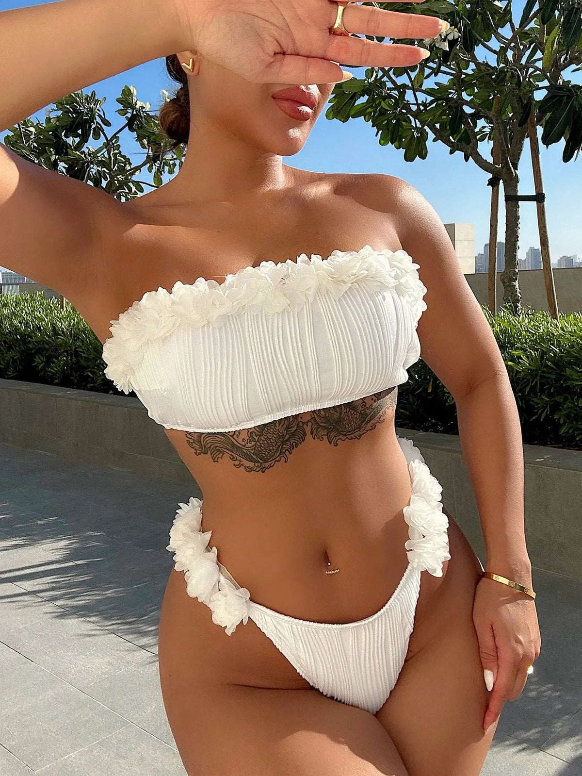 Applique Tie Back Two-Piece Bikini Set by Partner Label