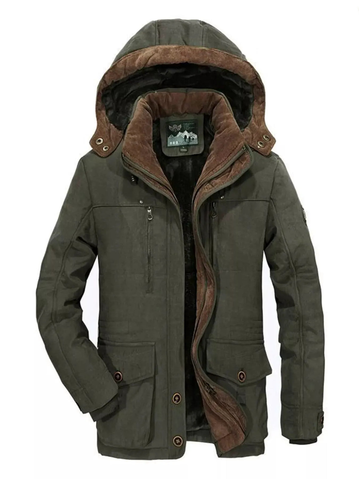 Men's Plus Size Winter Warm Hooded Parka Coat by Partner Label