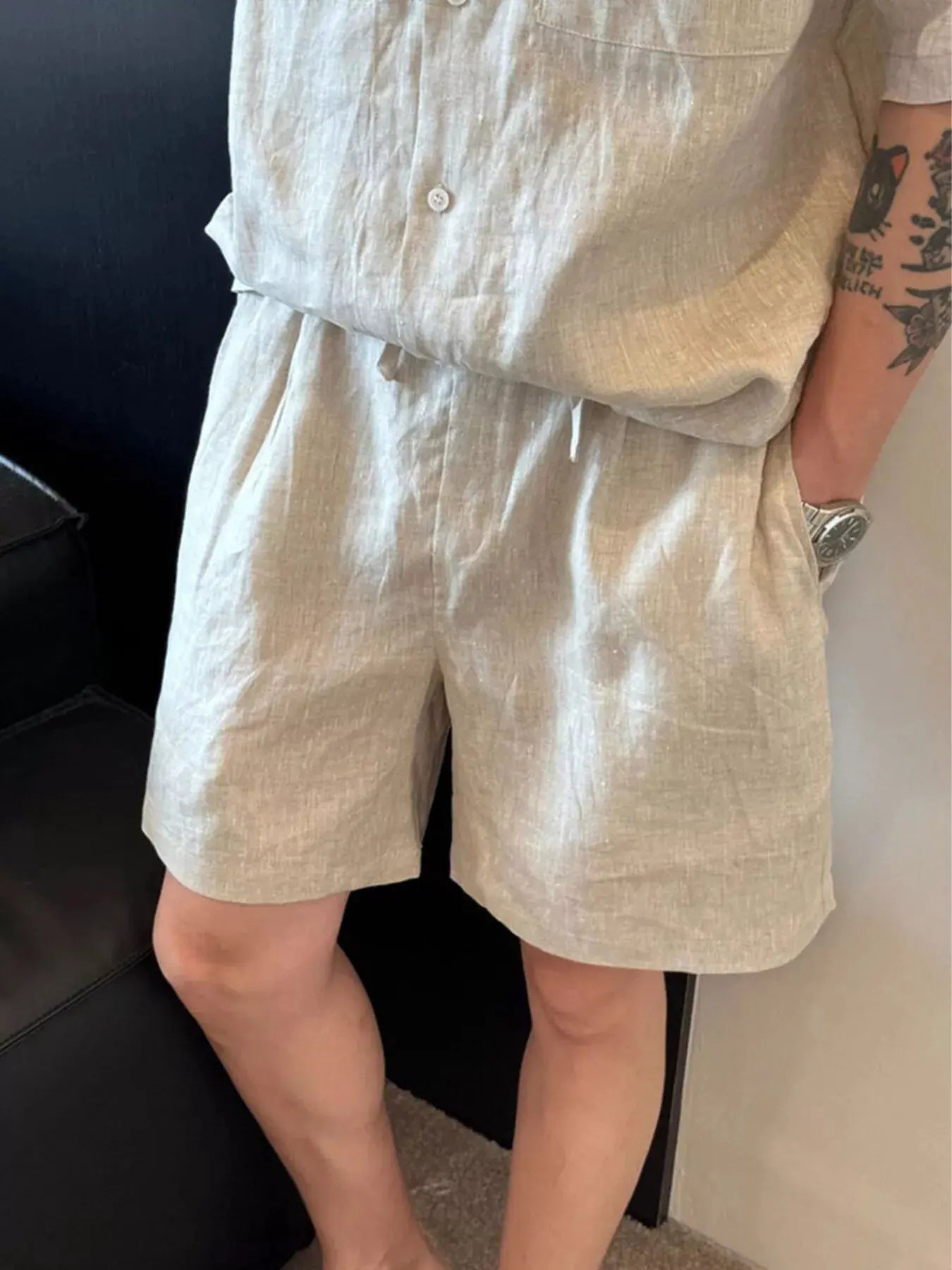 Men's Plus Size Lightweight Linen Blend Shorts by Trendsi