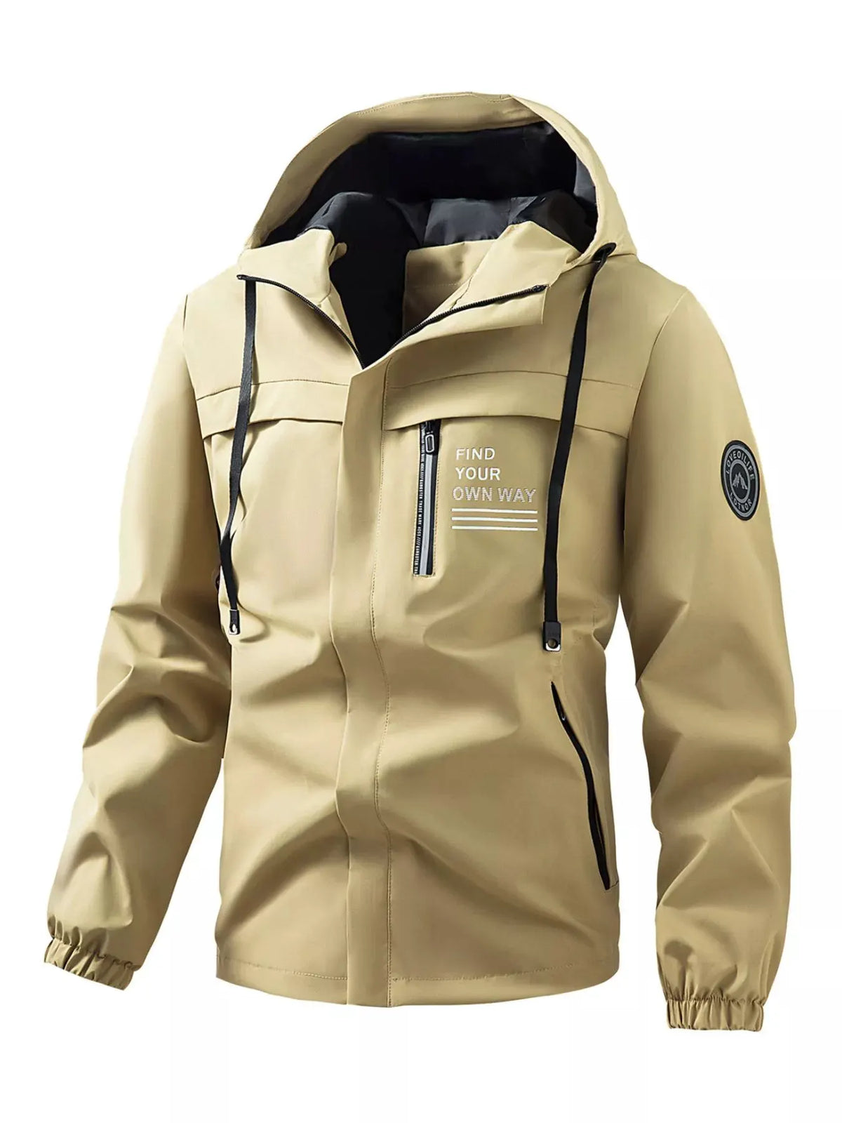 Men's Plus Size Hooded Outdoor Windproof Jacket by Partner Label