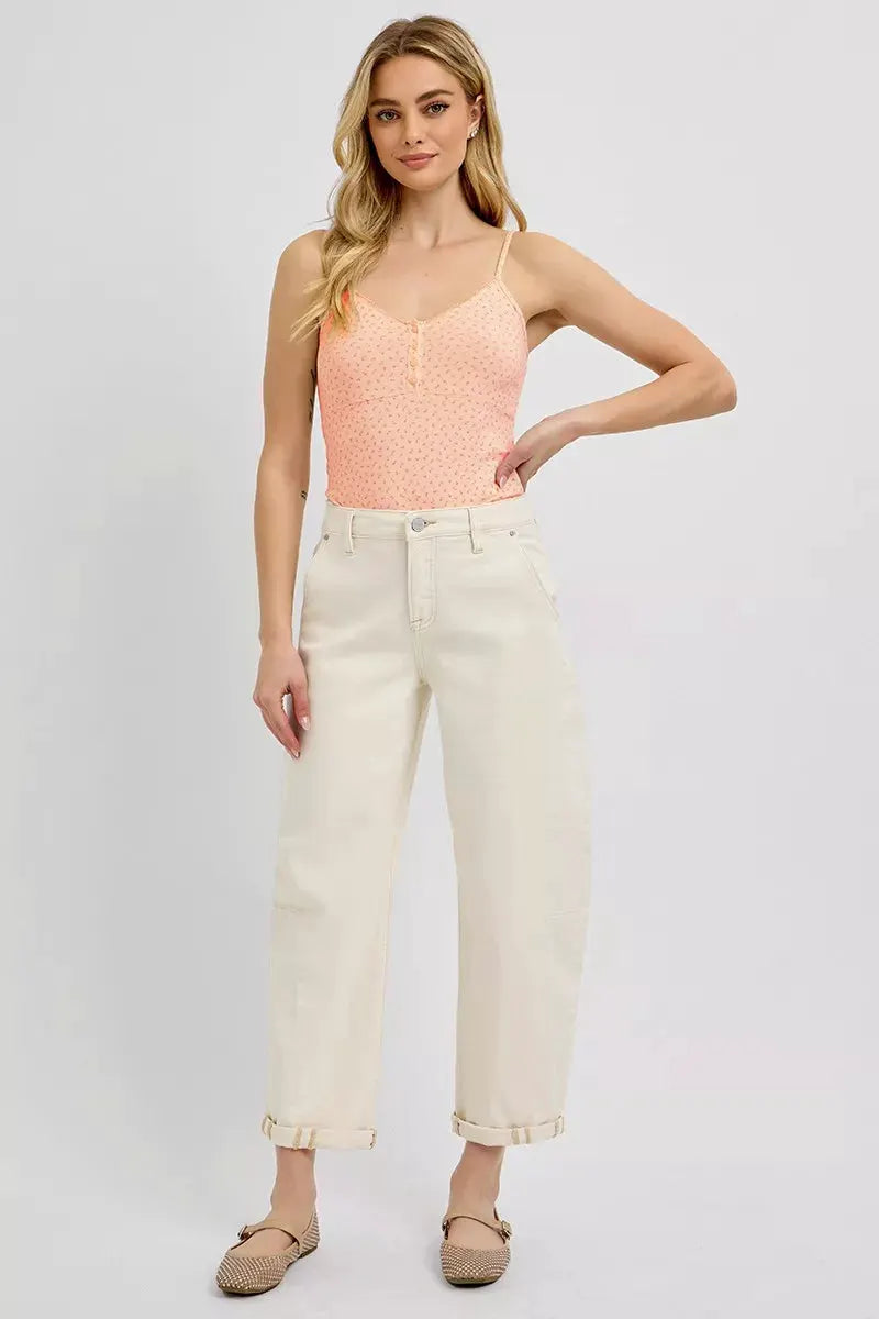 RISEN High Rise Relaxed Barrel Cuffed Jeans by RISEN