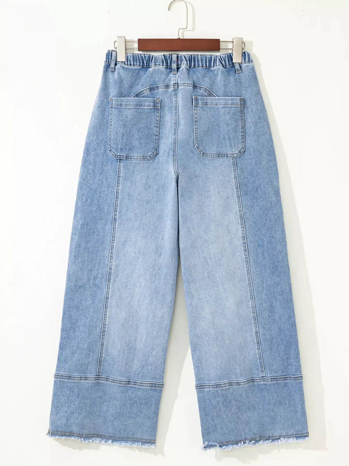 Wide Leg Drawstring Raw Hem Jeans by Partner Label