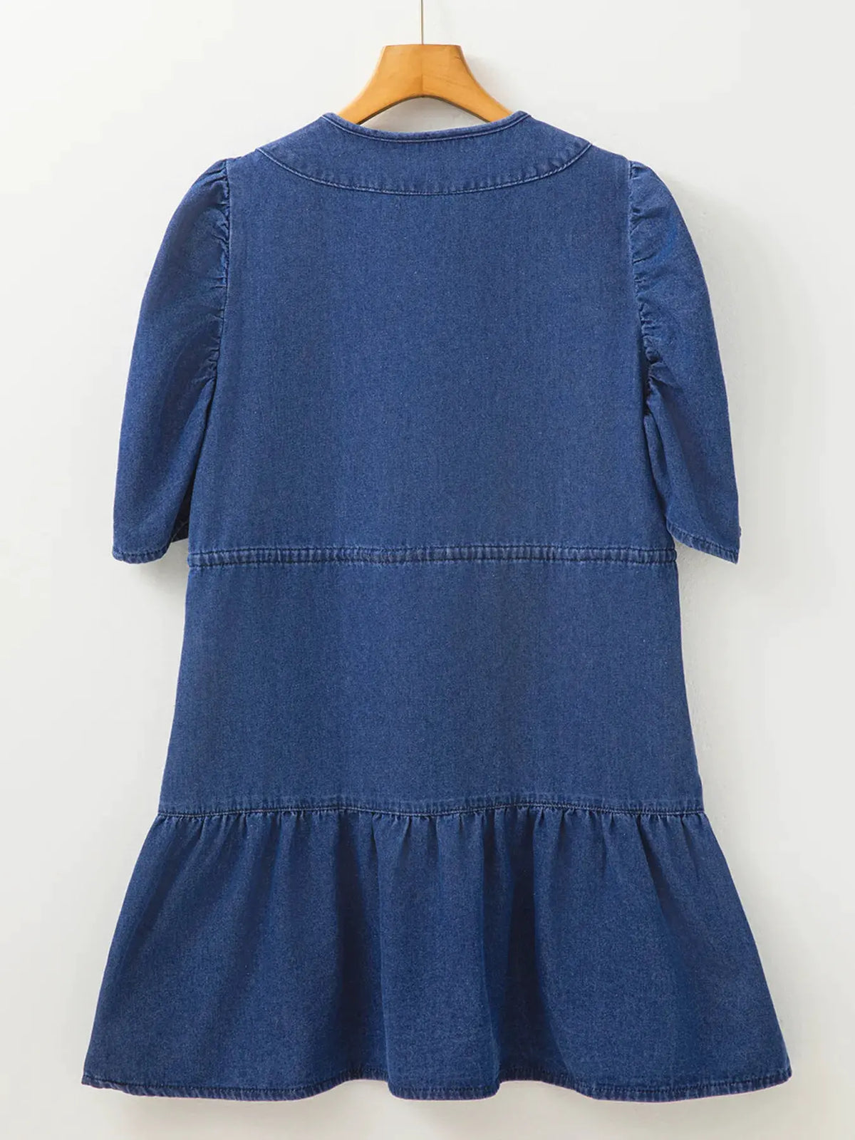Drawstring High Waist Puff Sleeve Denim Mini Dress by Partner Label